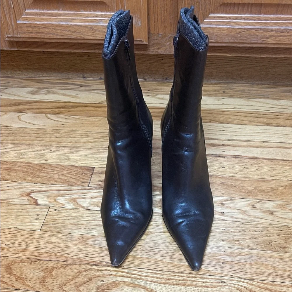 Kenneth Cole Elegant Brown Heeled Leather Kitten heel Boots size 8 - Picture 3 of 6